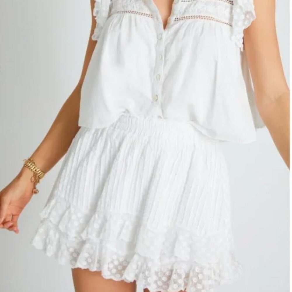 LoveShackFancy Toya Skirt in White Size M